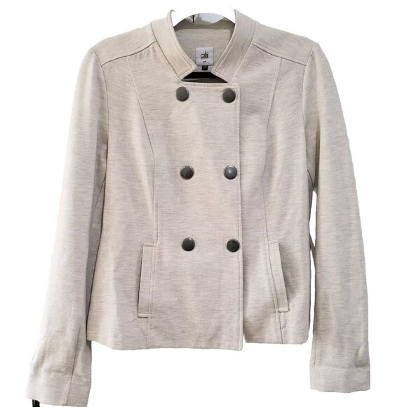 CAbi Jackets & Blazers - Cabi Womens Charlie Jacket Oatmeal Knit Moto Double Breasted Blazer 3028 M